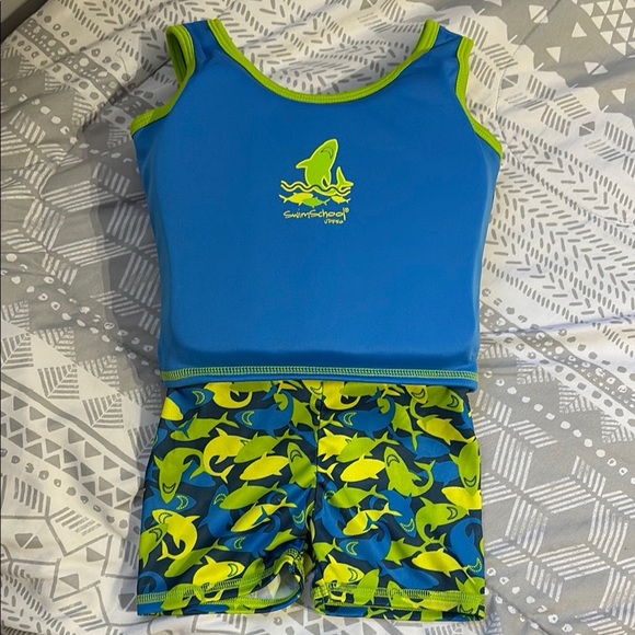 SwimSchool Kids Blue and Green Shark Swim Set - Picture 1 of 3